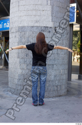 Whole Body Woman T poses White Casual Slim Pregnant Standing Street photo references